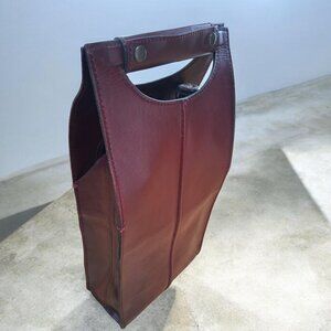 OXBlood Leather Double Wine Bottle Carrier.
